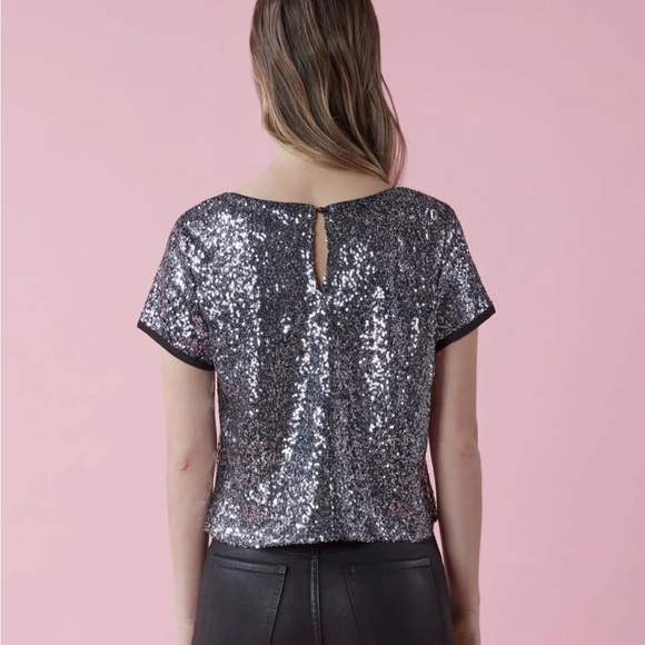 BCBG BCBGeneration NWOT MOLIKAI SEQUIN BOXY TEE Size Medium - Picture 5 of 6